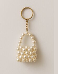 Techiefox Premium Handcrafted Pearl Keychain  Cute Handbag Shape with Golden Chain, Ideal for Bags, Keys  Gifting