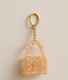 Techiefox Designer Beaded Key Chain in Handbag Shape  Sparkling Plastic Bead Craft Key Ring for Fashionable