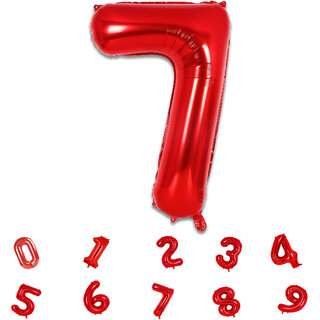 Party Bird Solid Red Number 7/ Seven Foil Toy Balloons 32 Inch Birthday Party  Anniversary Decoration for Girls/ Boys