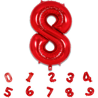 Party Bird Solid Red Number 8/ Eight Foil Toy Balloons 32 Inch Birthday Party  Anniversary Decoration for Girls/ Boys