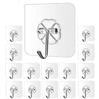 Pandiya'S Self Adhesive Wall Hooks  Heavy Duty Transparent Sticky Hooks For Hanging Kitchen, Bathroom, Home  Waterproof, Reusable, No Drilling Required