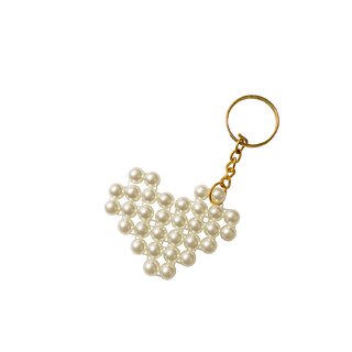 Techiefox Luxurious Handmade Pearl Heart Key Chain  Timeless Gift for Girls, Women  Loved Ones with Golden Key Ring