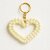 Techiefox Elegant Pearl Heart Key Chain for Women  Handmade Faux Pearl Beaded Charm with Gold Ring