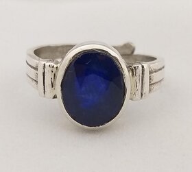 NATURAL BLUE SAPPHIRE (NEELAM) STONE WITH 92.5 PURE SILVER ADJUSTABLE RING