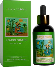 Lhasa Aroma Lemongrass Essential Oil  100 Pure  Natural  Uplifting Aromatherapy Oil for Freshness  Focus (100ml)