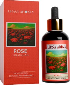 Lhasa Aroma Rose Essential Oil  100 Pure  Natural  Romantic Aromatherapy Oil for Relaxation  Ideal Gifting (100ml)