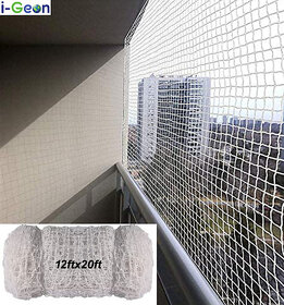 Heavy-Duty HDPE Bird Netting 12ft x 20ft - Durable Pigeon and Pest Protection (White) All corners is interlock (1pcs)