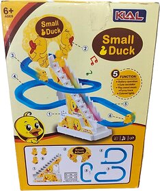 Small Duck Climbing Stairs Toy  Musical Track Set with Lights  Battery Operated Duck Slide Toy for Kids