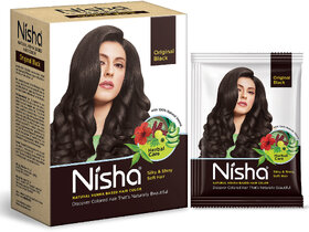 Nisha Henna Based Hair Colour for Women & Men Original Black, 60g | 100% Pure Henna-Based Powder