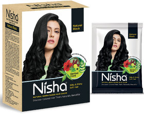 Nisha Henna Based Hair Colour for Women & Men Natural Black, 60g | 100% Pure Henna-Based Powder