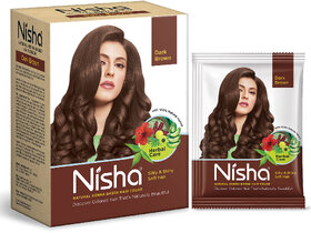 Nisha Henna Based Hair Colour for Women  Men Dark Brown, 60g  100 Pure Henna-Based Powder