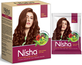 Nisha Henna Based Hair Colour for Women & Men Burgundy Red 60g | 100% Pure Henna-Based Powder