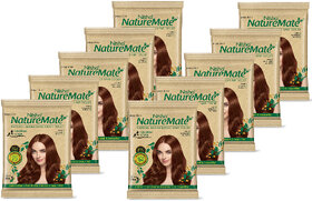 Nisha Nature Mate Henna-Based Hair Color Powder 10g Sachet (Pack OF 10 )- Natural Brown