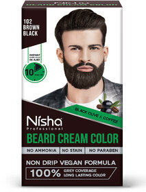 Nisha Beard Colour for Men Brown Black (40 g) | No-Stain, Ammonia-Free Formula with 100% Grey Coverage in 10 Minutes
