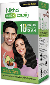 Nisha Creme Hair Colour for Women & Men - 1.0 Natural Black, 100% Grey Coverage, Quick Color 10-Minute, 120g