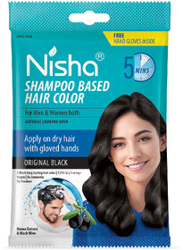 Nisha Quick Color Shampoo Hair Color,100% Grey Coverage,For Men & Women, Original Black, 20ml Each (Pack OF 8)