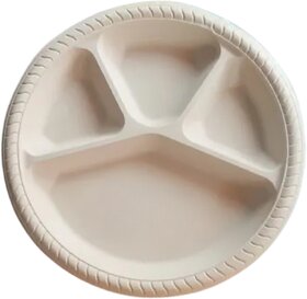 Corn Starch 4 Compartments Plates - 25 Pcs