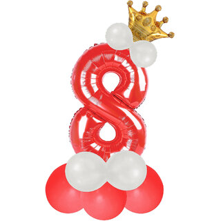 Party Bird Solid Red Number 8/ Eight Foil Toy Balloons Set 32 Inch Birthday Party  Anniversary Decoration Girls/ Boys