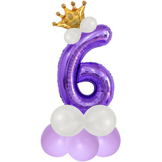 Party Bird Solid Purple Number 6/ Six Foil Toy Balloons 32 Inch Birthday Party  Anniversary Decoration for Girls/ Boys