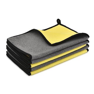 CIS Microfiber Towel 40x40 cm 500 GSM (Yellow)  Super Absorbent Cleaning Cloths for Car,Home Kitchen(Pack of 4)