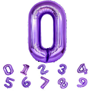 Party Bird Solid Purple Number 0 Zero Foil Toy Balloons 32 Inch Birthday Party  Anniversary Decoration for Girls/ Boys