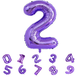 Party Bird Solid Purple Number 2/ Two Foil Toy Balloons 32 Inch Birthday Party  Anniversary Decoration for Girls/ Boys