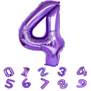 Party Bird Solid Purple Number 4/Four Foil Toy Balloons 32 Inch Birthday Party  Anniversary Decoration for Girls/ Boys