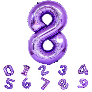 Party Bird Solid Purple Number 8/Eight Foil Toy Balloons 32 Inch Birthday Party  Anniversary Decoration for Girls/ Boys