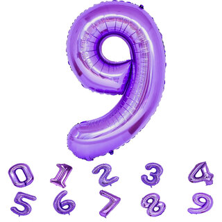Party Bird Solid Purple Number 9/Nine Foil Toy Balloons 32 Inch Birthday Party  Anniversary Decoration for Girls/ Boys
