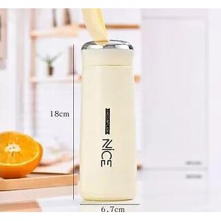 Vacuum Flask Glass Nice Water Bottle 400ml Flask Pack of 1, Multicolor, Plastic