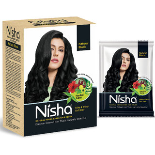 Nisha Henna Based Hair Colour for Women & Men Natural Black, 60g | 100% Pure Henna-Based Powder