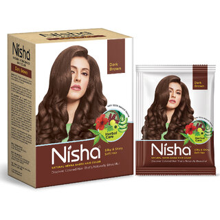 Nisha Henna Based Hair Colour for Women  Men Dark Brown, 60g  100 Pure Henna-Based Powder
