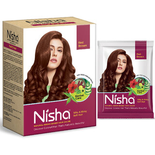 Nisha Henna Based Hair Colour for Women & Men Red Brown 90g | 100% Pure Henna-Based Powder