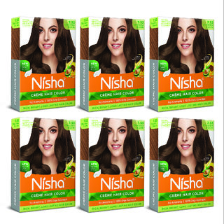 Nisha Creme Hair Color for Women - Chocolate Blonde, 20g+20ml Box, Long-lasting, 100 Grey Coverage (Pack OF 6)