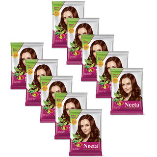 Neeta Hair Color Powder Natural Henna Based Hair Color 15Gm (Pack OF 10),Natural Brown