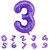 Party Bird Solid Purple Number 3/Three Foil Toy Balloons 32 Inch Birthday Party  Anniversary Decoration for Girls/ Boys