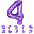 Party Bird Solid Purple Number 4/Four Foil Toy Balloons 32 Inch Birthday Party  Anniversary Decoration for Girls/ Boys