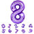 Party Bird Solid Purple Number 8/Eight Foil Toy Balloons 32 Inch Birthday Party  Anniversary Decoration for Girls/ Boys