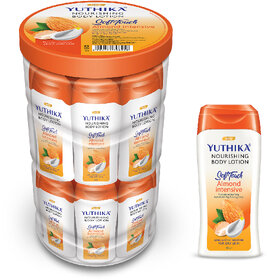 Yuthika Almond Nourish Body Lotion Hydrating Moisturizer for Men & Women, 20ml Each (24 Pcs in Jar)