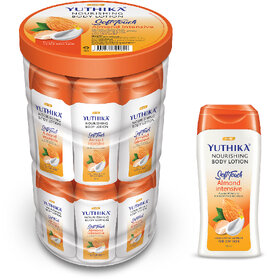 Yuthika Almond Nourish Body Lotion Hydrating Moisturizer for Men & Women, 40ml Each (16 Pcs in Jar)