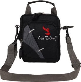 Life Today Black Men & Women Sling Bag - Regular Size Sling Bags for Men and Women | Stylish Nylon Cross Body Travel Office Business Bags(18 * 9 * 15 CM)