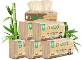 IMECO Bamboo Facial Tissue Papers 200 Pulls (Pack of 6), 1200 Pulls, 2 Ply, Premium Soft, Biodegradable  Skin Safe