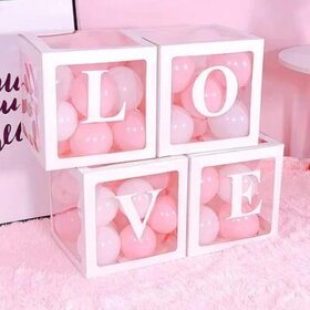 Premium Balloon Box Decoration for Love Birthday baby Shower Kids Party Supplies Balloon Box Love White Romantic Gift