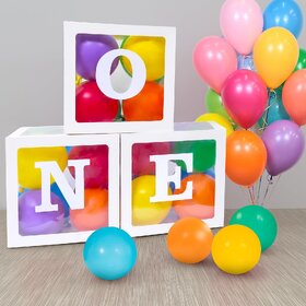 Balloon Box One White  Stylish Birthday Surprise Box for 1st Birthday Celebrations  Elegant White Balloon Gift Box