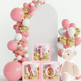 Balloon Box Two Pink  2nd Birthday Surprise Balloon Gift Box for Girls  Cute  Elegant Celebration Box