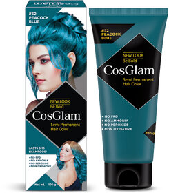 Cosglam Semi Permanent Hair Color For Women  Men, (120g, #52 Peacock Blue)