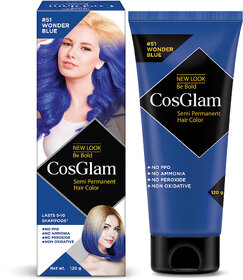 Cosglam Semi Permanent Hair Color For Women  Men, (120g, #51 Wonder Blue)