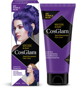 Cosglam Semi Permanent Hair Color For Women  Men, (120g, #61 Purple Blue)