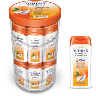 Yuthika Almond Nourish Body Lotion Hydrating Moisturizer for Men & Women, 20ml Each (24 Pcs in Jar)