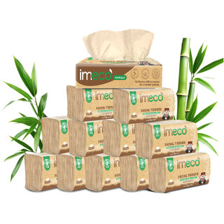 IMECO Bamboo Facial Tissue Papers -100 Pulls (Pack of 12), 1200 Pulls - 2 Ply, Premium, Soft, Biodegradable  Skin Safe